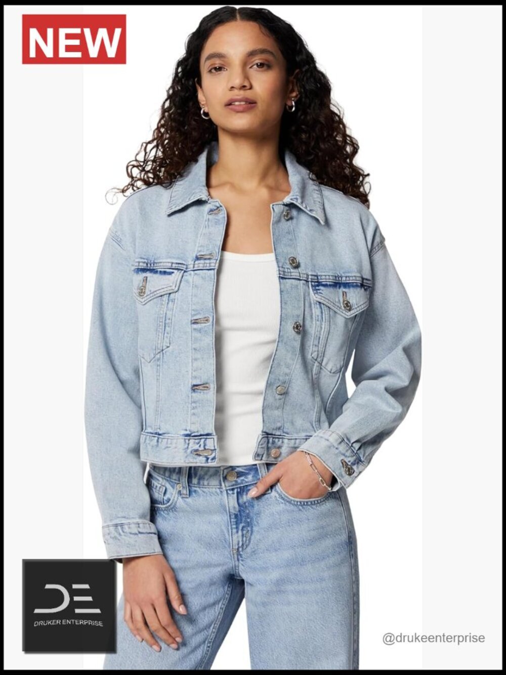 Women's Low Stretch Relaxed-Fit Cropped Denim Jacket